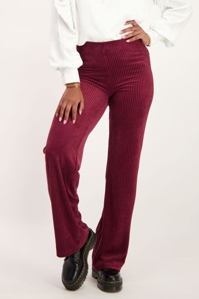 Red corduroy loose fit trousers