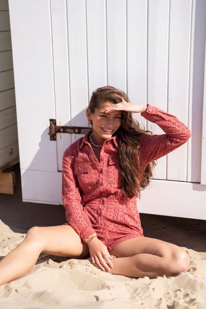 Red crochet playsuit
