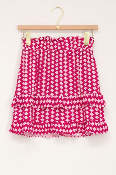 Rood rokje met bohemian print & ruffles