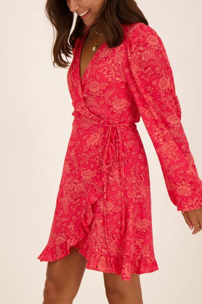 Robe portefeuille à imprimé floral rose