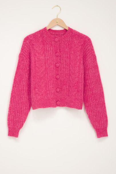 Pink cable knit cardigan