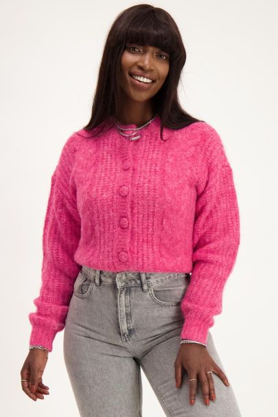 Pink cable knit cardigan
