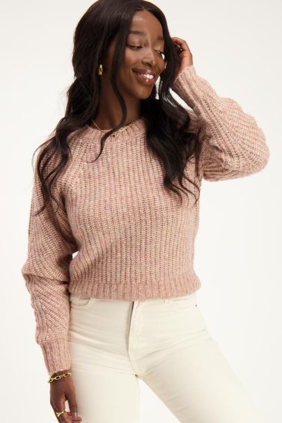 Pull rose en laine mélangée