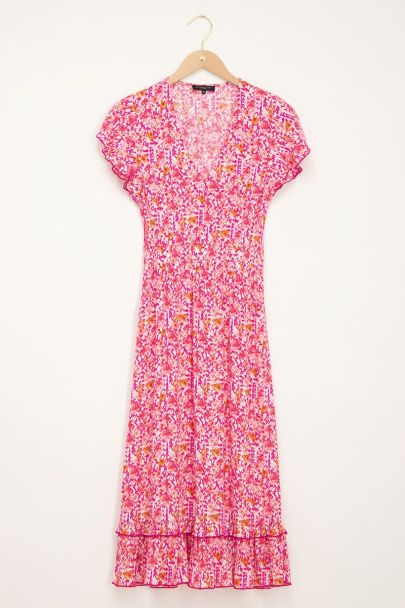 Robe midi rose à motif floral