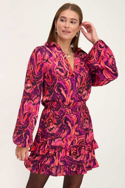 Roze blouse met swirl print