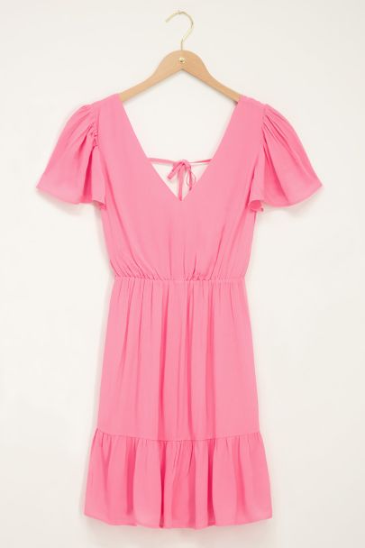 Robe courte rose col en V