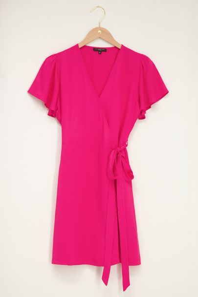 Pink wrap dress with bow