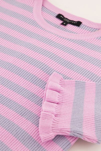 Pink and lilac striped rib top