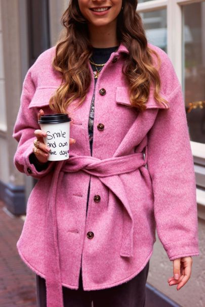 Pink oversized jacket with cord