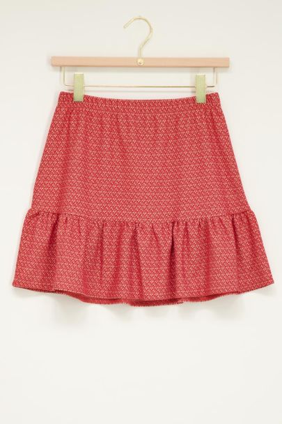 Rood rokje met bouclé en ruffles