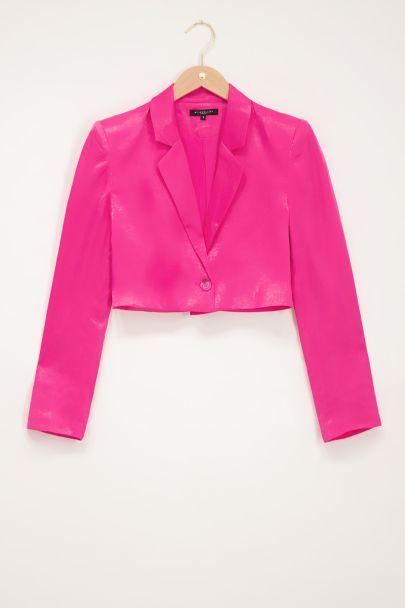 Pink satin look cropped blazer