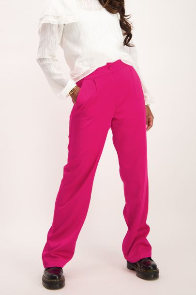 Pink satin look trousers