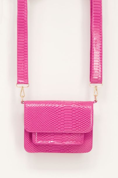 Pink crocodile print shoulder bag