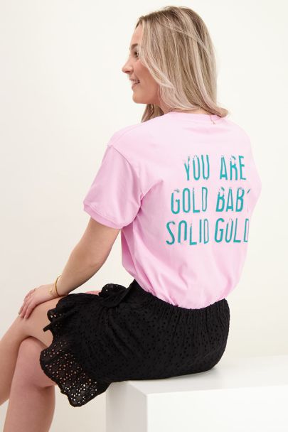 Pink t-shirt solid gold