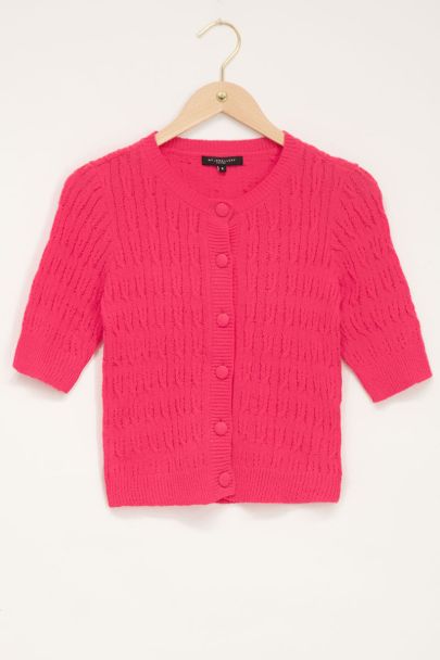 Pink structured short sleeve cardigan