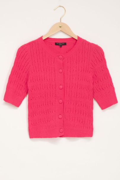 Pink structured short sleeve cardigan
