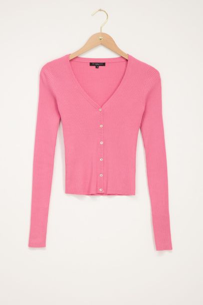 Roze vest met rib structuur