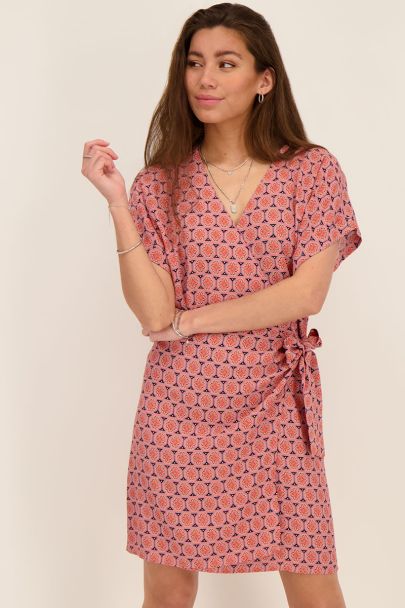 Robe portefeuille rose à motif aztèque 