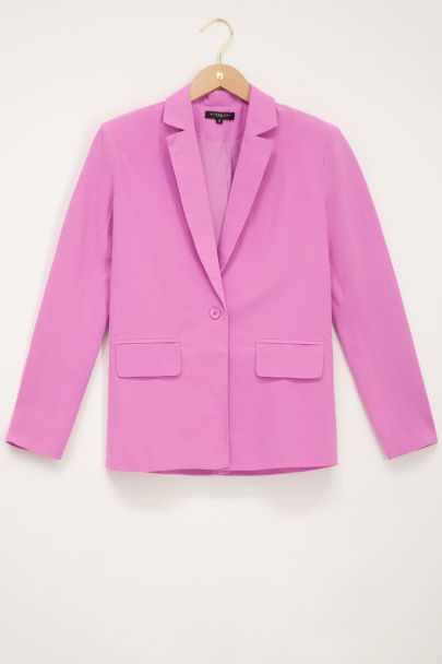 Lichtroze blazer met linnen look