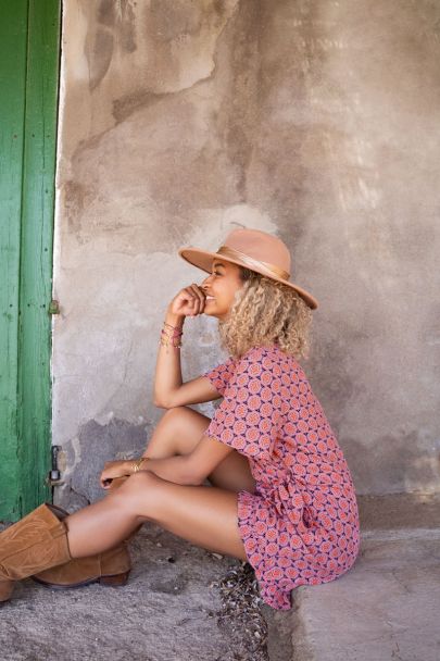 Combishort rose à motif aztèque