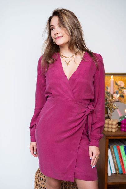 Pink wrap dress with knot