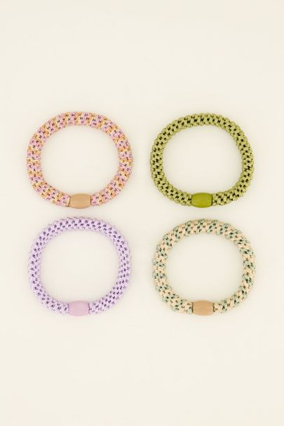 Set of 4 multicoloured elastic hair bands | My Jewellery