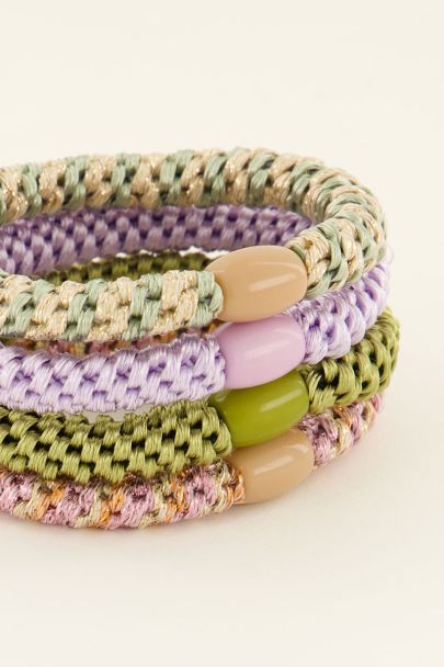Set of 4 multicoloured elastic hair bands