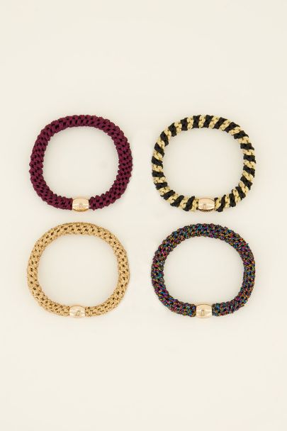Set of four hair ties lurex brown | My Jewellery