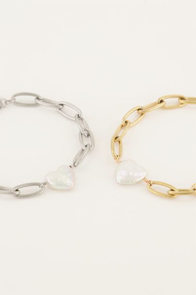 Shapes chain bracelet with heart
