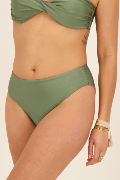 Grüne High Waist Bikini Hose glänzend