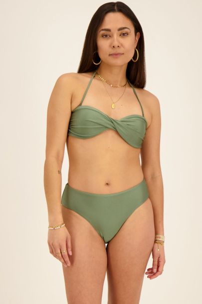 Grüne High Waist Bikini Hose glänzend