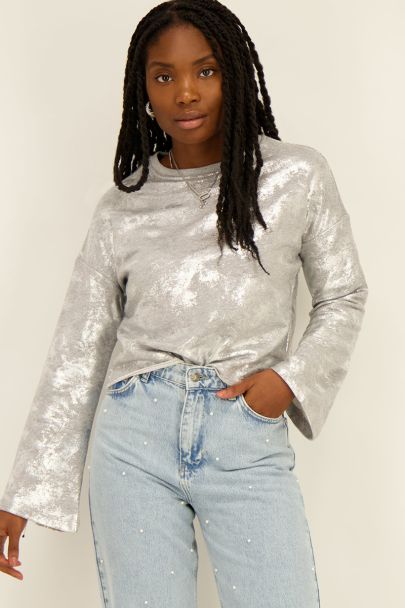 Silbernes Metallic-Sweatshirt 