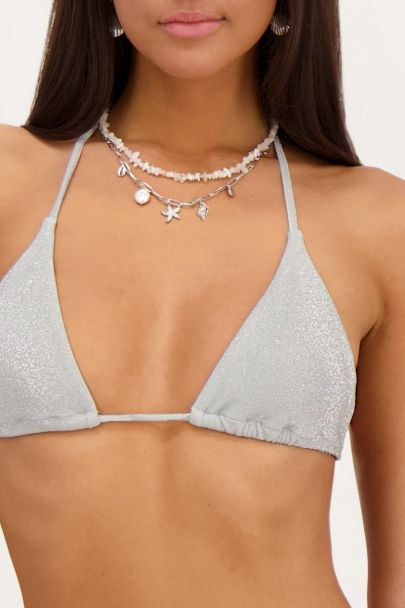 Silver triangle bikini top with lurex