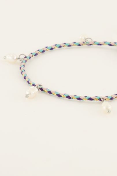 Souvenir blue braided pearl bracelet