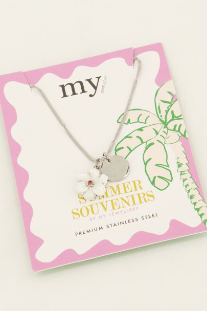 Souvenir hibiscus flower pendant necklace