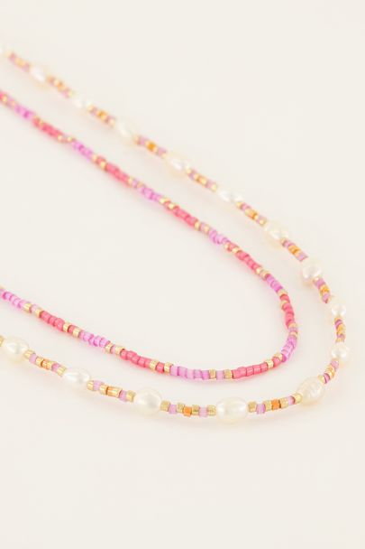 Souvenir orange & pink pearl and bead necklace set | My Jewellery