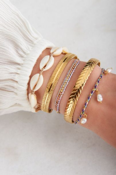 Souvenir blue braided freshwater pearl bracelet