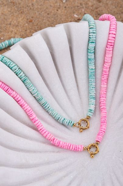 Souvenir mint green surf necklace with gold clasp