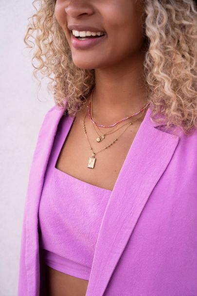 Souvenir orange & pink pearl and bead necklace set