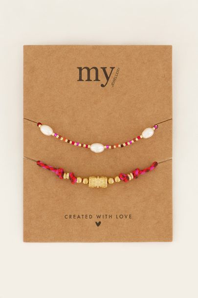 Souvenir red pearl bracelet set