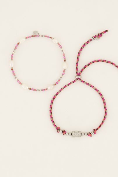 Souvenir roze armbanden set met parels | My Jewellery