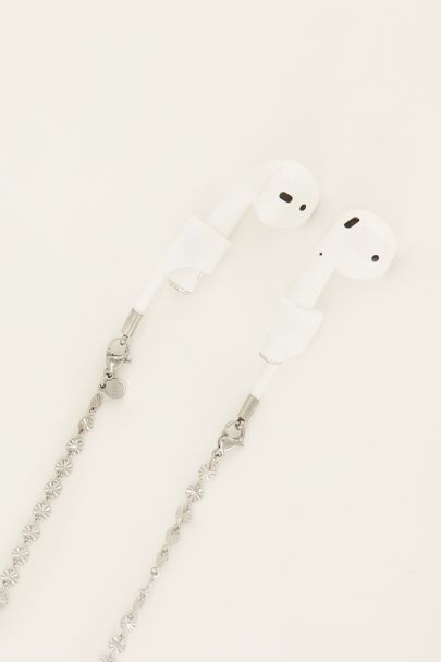 Souvenirs brillen / airpods koordje met muntjes-Zilver