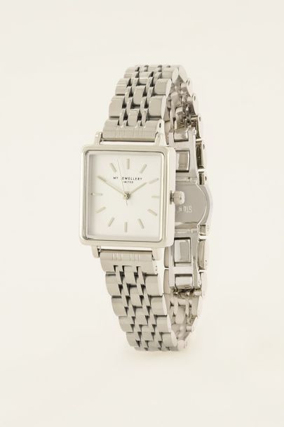 Quadratische Armbanduhr mit weißem Zifferblatt