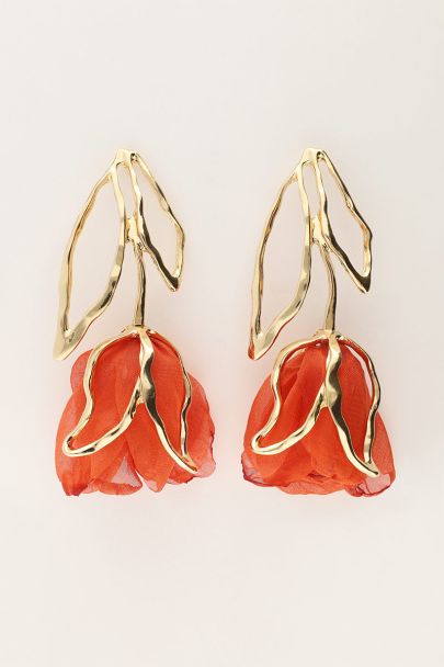 Boucles d'oreilles avec tulipe orange