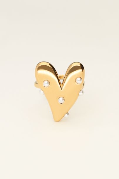 Statement ring with big heart and pearls | My Jewellery