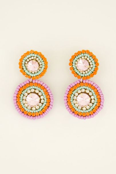 Statement rhinestone earrings with circles | My Jewellery
