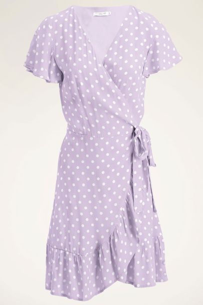 Robe portefeuille violette à pois