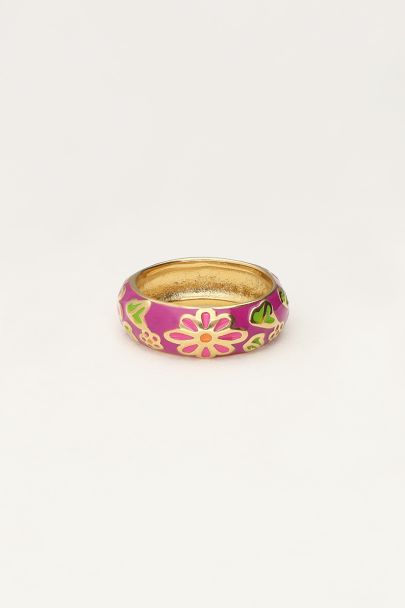 Sunrocks paarse ring met bloemen