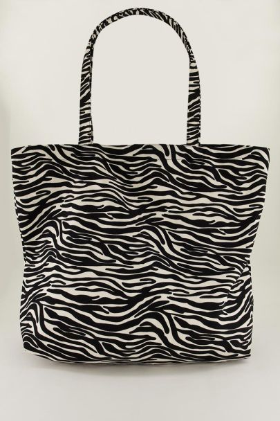 Schwarz-weißer Shopper mit Zebra-Print 