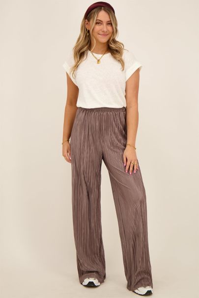 Pantalon à plis taupe